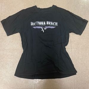 Daytona Beach 1952 black white purple birds graphic cotton on y2k ribbed neck